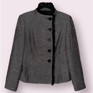 Focus 2000 Women’s Tweed‎ Faux Fur Trim Jacket Size 8
